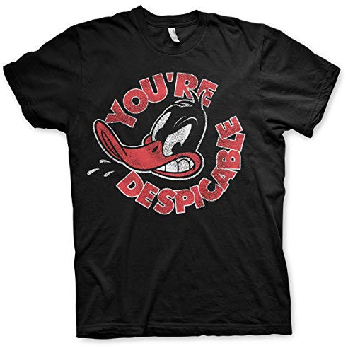 Offizielles Looney Tunes Daffy Duck – You're Despicable Herren Damen Unisex Top T-Shirt, Schwarz , XXL
