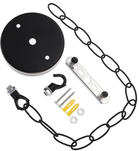 BESTonZON Schwarze Deckenbaldachin Kette aus Eisen für Pendelleuchte | Kronleuchter, Robuste Ausführung mit Hoher Tragkraft, Rostbeständig, Vintage, Schlicht