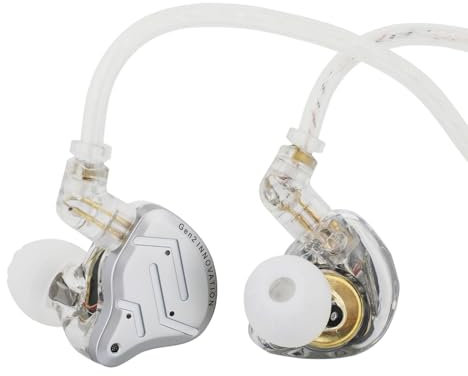 Linsoul KZ ZSN PRO 2 in-Ear Monitor, IEM con Driver Ibrido da 1BA+1DD, Cuffie Cablate, Cavo 2Pin da Incasso Placcato Argento Staccabile per Audiofili(Senza microfono, Argento)