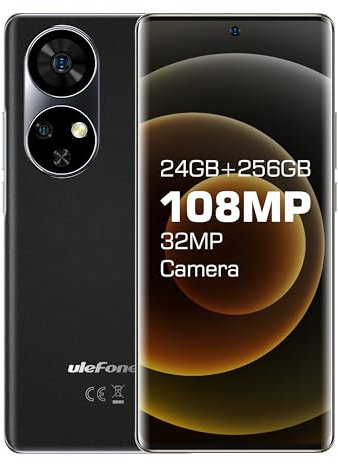 Ulefone Note 17 Pro Smartphone, Teléfono Móvil 24GB+256GB Android 13, Curva 6,78 AMOLED, Cámara 108+32MP, 5050mAh/33W, Desbloqueo de Huellas Dactilares Debajo de La Pantalla, NFC Dual SIM 4G - Negro