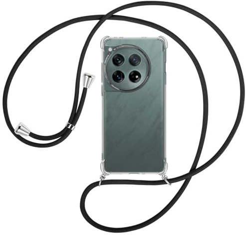 mtb more energy® Handykette kompatibel mit OnePlus 12 - schwarz - Smartphone Hülle zum Umhängen - Anti Shock Full TPU Case