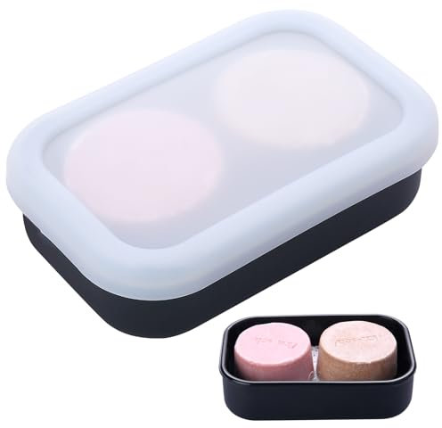 Large Silicone Soap Holder, Shampoo Bar Holder Fit for Dial Bar, Leakproof Soap Travel Case with Drainage Layer for Bathroom, Camping, Gym(Black)