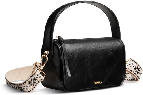 Vulkitty Borsa a Mano da Donna Piccola Firmate, Borsa Tracolla Bauletto Pelle PU, Nero