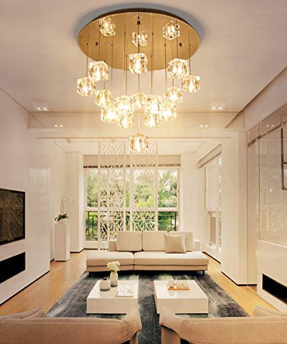 LuQiG Ice Cube Shape Glass Kerzenständer, Staircase, Lampe, langer Kerzenständer für hohe Ceiling, einfach, modern, für Wohnzimmer, Schlafzimmer, Duplex, Building, Villa, Hollow, mehrere Lichter,