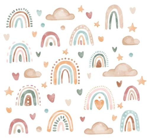 Regenbogen Wandsticker, mit Herzen Wandaufkleber, Boho Wandtattoo, Wandtattoo für das Kinderzimmer, Herzen Kinderzimmer Wandaufkleber Babyzimmer Wanddeko