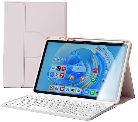 Tastaturhülle für Huawei MatePad SE 11 2024, 360° drehbar, magnetisch, mit Stifthalter, abnehmbarer Bluetooth-Tastatur, Rosa