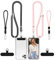 COCASES Phone Lanyard Crossbody 2 Pack Adjustable Anti-Theft Phone Strap Crossbody and 2 Pack Wrist Strap for Neck Strap iphone Lanyard Compatible with Most Mobile Phone-2 Patches Black/Pink