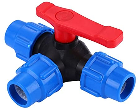 Gartenhahn-Verbinder Wasserrohr-Verbinder, 1 Stück 1/2 Zoll 3/4 Zoll 1 Zoll 1-1/4 Zoll 1-1/2 Zoll PE-Schnell-Dreiwege-Kugelhahn, Kunststoff-Schnellverbinder mit Griff for die Feldbewässerung(3/4)