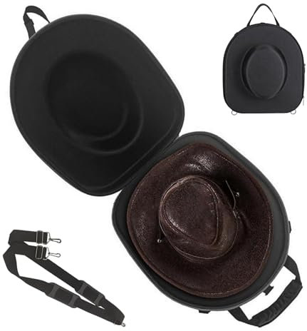 Cowboy Hat Travel Case, Hut Reisekoffer für 8 Hut -Taschen Verstellbare Cowboy -Hut -Reisekoffer mit Schultergurt Griff Reißverschluss Hutkisten tragbare Hutkoffer für Unterwäsche Socken, Hutkoffer f