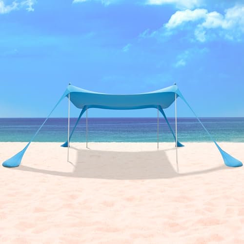 Night Cat Tenda da Spiaggia Lycra Tendalino Parasole Protezione UV UPF50+ con Ancoraggi a Sacco di Sabbia Portatile per Picnic Pesca Campeggio