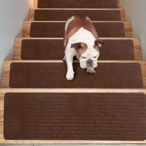 15 Stück Treppenstufen Matten stufenmatten selbstklebend, Anti-Rutsch Treppenmatten Selbstklebend Treppenteppich Rechteckig Rutschschutz Stufenteppich Treppenvorleger für Kinder Haustiere (76x20cm)