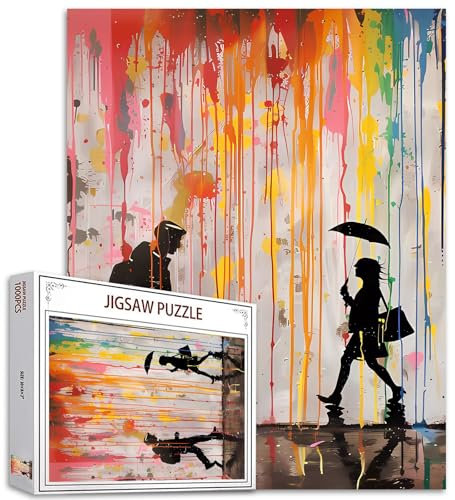 Graffiti Regenbogen Puzzles Erwachsene Banksy Street Style 1000 Teile buntes herausforderndes perfekte Spielenächte DIY Heim Wanddekoration handgefertigte Geschenke Weihnachten Neujahr Geburtstag