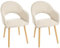 Goeurvant Esszimmerstühle Holzbeine 2er Set Polsterstuhl Beige mit Armlehne Küchenstühle Wohnzimmerstuhl Armlehnenstuhl aus Polyester für Esszimmer Küche
