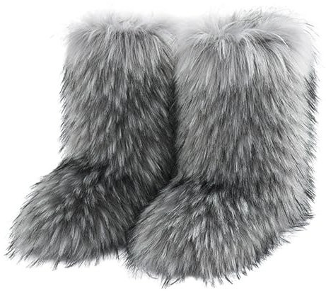 Stivali da Neve Donna Uomo Inverno Scarpe Caldi Snow Boots Impermeabili Stivaletti Pelliccia Stringate Outdoor Doposci Bianco Sabot Invernali Grey