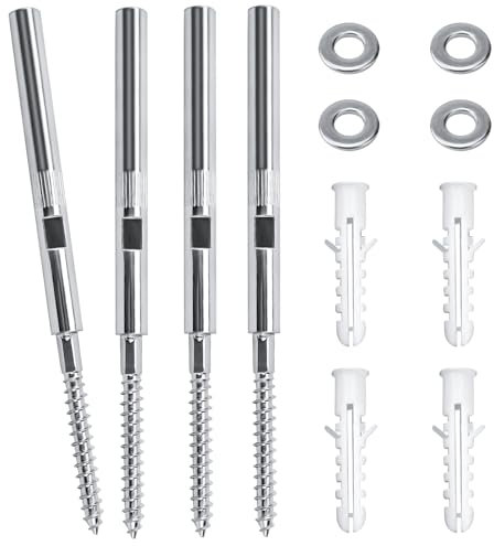 Lot de 4 Equerre Etagere Murale Ø10x100mm Fixation Étagère Invisible en Acier Support Étagère Murale avec Rondelles et Chevilles Capacité de Charge 18kg