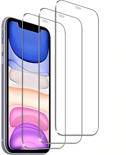 3 Piezas Protector Pantalla para iPhone 11, iPhone XR Cristal Vidrio Templado HD Clara Antiarañazos Antihuellas Sin Burbujas Dureza 9H Cobertura Completo 6,1 Pulgadas Transparente Ultra Resistente