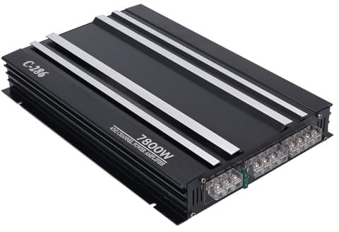 Amplificateur Stéréo Auto High Power 7800W 4 Canaux Classe AB Aluminium AMP de Puissance de Basse Pure pour Le Bateau de Voiture UTV Motorcycle Black 320x205x45mm