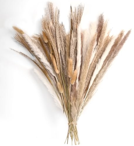 Bouquet di fiori secchi, erba della pampa, boho, fiori secchi, code di coniglio, fiori secchi per vaso, per la casa, la camera da letto e il soggiorno (Stile 2)