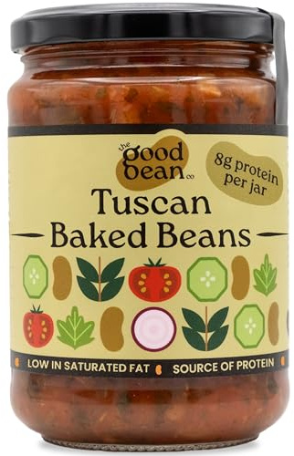 The Good Bean Co Tuscan Baked Beans 350g | Beans in Rich Tomato Sauce, Italian-Style, For Breakfast or Brunch