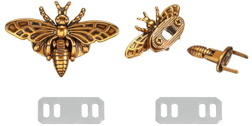 sourcing map 2Pcs Bee Turn Lock Clasp, 1.85 x 1.22 Zinc Alloy Closures Lock Fasteners Purse Twist Clip Clasp for Handbag Leather Bag Making, Brass