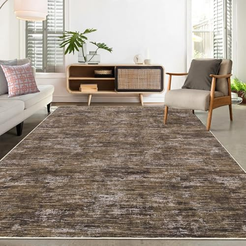 LuxFocus Teppich Wohnzimmer 160x230 cm Modernes Uni-Design Kurzflor Braun | Moderner Minimalistischer Teppich für Schlafzimmer Esszimmer Büro, Waschbar Faltbarer Rutschfest