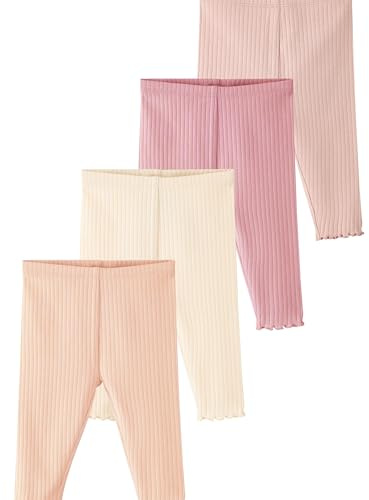 NEXT Baby Mädchen Leggings im 4er-Pack Pink Ribbed Numeric_74-Numeric_80