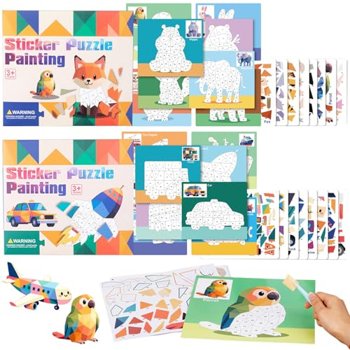 TECHEEL Stickerbuch für Kinder Number Sticker Stickern Nach Zahlen Kinder Stickerheft Zur Verbesserung Der Intelligenz Bilder Stickerbuch Mädchen nach Nummer für Jungen und Mädchen ab 3 4 5 6 Jahren