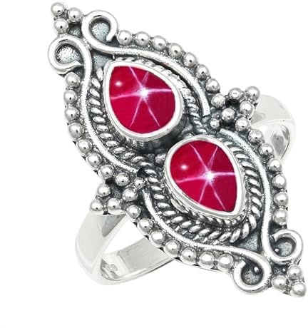 JEWELFORCE en Saphir rose Linde Star de synthèse unisexe toutes tailles Bague plaquée argent bijou fait main. Idée cadeau JSR-1273BH_50 (15.9)