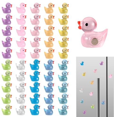 50stk Mini Harz Ente Kühlschrank Magnete, Leuchtend Magnetische Winzige Ente Niedliche Dekorative Magnete für Kühlschrank Schließfach Whiteboard Büro Küche Dekoration (10 Farben) | Niedliche dekorative Magnete für Kühlschrank, Spind, Whiteboard, Büro, Küche, Dekoration (10 Farben)