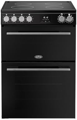 Belling 60cm wide Double Oven BEL FSA VISION 60Ei Electric Cooker with Induction Hob - Black/Silver Steel - A Rated