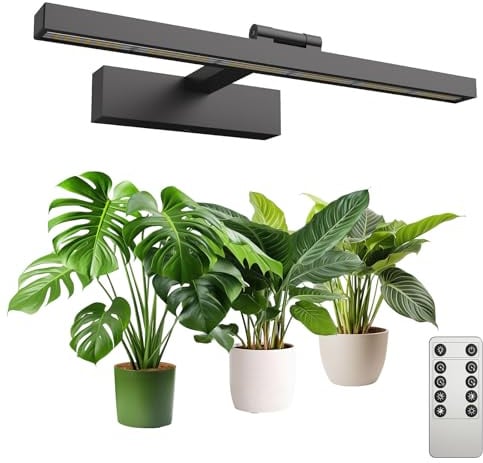 SANSI LED Pflanzenlampe Vollspektrum 35W Wandmontage mit Fernbedienung | 350W Äquivalent Grow Lampe für Zimmerpflanzen, 4 Helligkeitsstufen Dimmbar, 4/8/12 Stunden Auto Timer