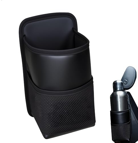 Portabicchieri Auto, Portabottiglie per Auto con Gancio Inferiore, per Lato Sedile Anteriore e Posteriore, Adatto a Bottiglie 12cm, con Tasca a Rete Nero