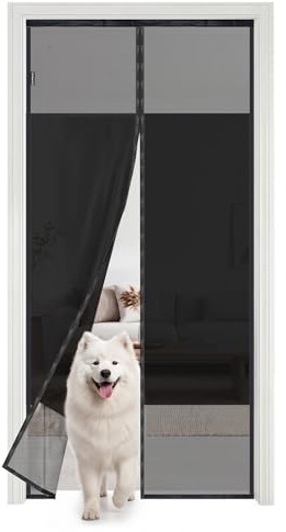 Magnetic Fly Screen Door Privacy Protection, Door Fly Screen Curtain Keeping Out Mosquito Mesh & Allow Fresh Air Flow & Block the View Flyscreen for Front Door Patio Bedroom Nursery (90x210cm)