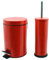 Harbour Housewares 3L Badezimmer-Mülleimer und Bürstenset – Rot – 2-teiliges rundes Edelstahl-Treteimer- und Toilettenbürsten-Set, schlanker Kleiner Mülleimer für Küchenabfälle und Badezimmermüll