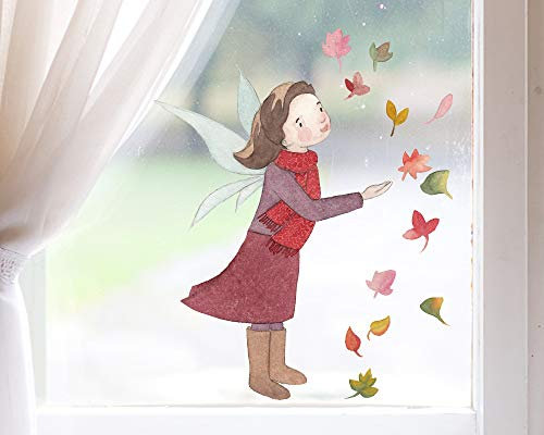 TinyFoxes Fensterbild Herbstfee - selbstklebend und wiederverwendbar - Fensterbild Herbst - handgezeichnet von Kristin Franke