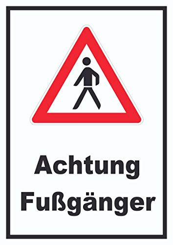 HB-Druck Achtung Fußgänger Schild A5 Rückseite selbstklebend