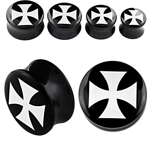 Plugs eisernes Kreuz Acryl Piercing Ohrdehner Ohrplug 2er Set 6mm