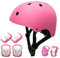 KORIMEFA Casco Infantil Equipo de Protección Patinete con Casco Adjustable Rodilleras Coderas para Bicicleta Monopatín y Deportes Extremoscon de 3 a 13 años (s, Rosa)