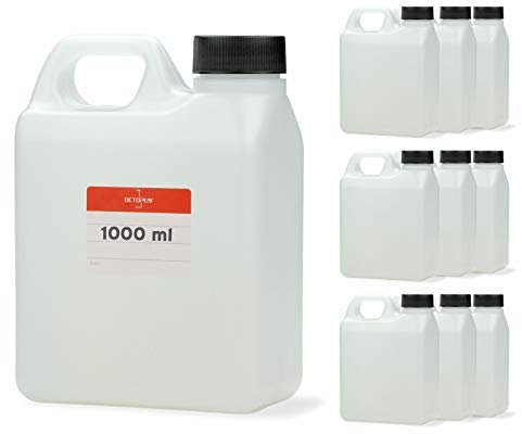 Octopus 10x Bidons de 1000 ML, bidon d'eau de 1 Litre Camping, bidons en Plastique vides pour Aliments, huiles ou Produits Chimiques, bidons en Plastique en Plastique HDPE