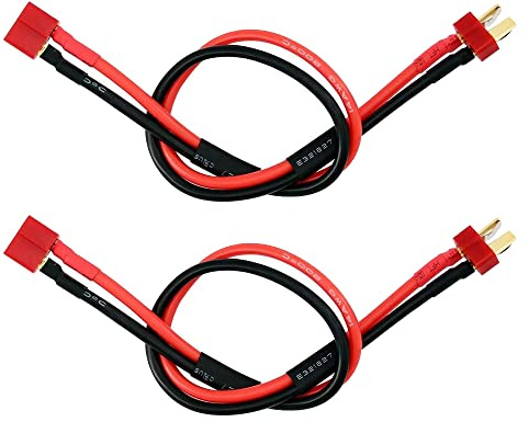 Onpro 2 PCS Deans T Plug Male to Female Connector Extension Cable, 30CM 14AWG Silicone Wire, ESC & Battery Box Compatible, Charging Extension