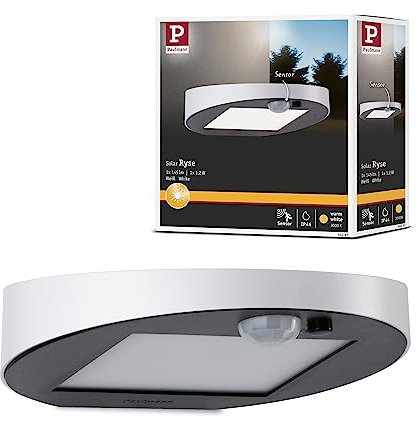 Paulmann 94247 Solar Wandleuchte Ryse LED Außenleuchte incl. 1x1,2 Watt Weiß Kunststoff 3000 K Warmweiß, 1.2 W [Energieklasse A++]