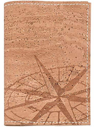 Simaru Reisepasshülle aus edlem Korkleder in Beige, Schutzhülle für den Reisepass, Wasserabweisend, nachhaltig und vegan (Beige (Kompass))