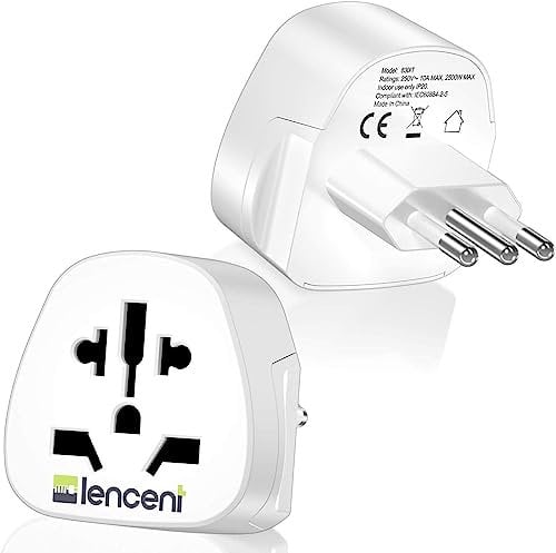LENCENT [2 PZ] Adattatori Universali da Viaggio, Adattatore Presa da Mondo a Italia, Caricatore Spina Elettrica World to Italy, Adattatore Internazionale Viaggio per UK USA AUS Cina a Spina Italiana