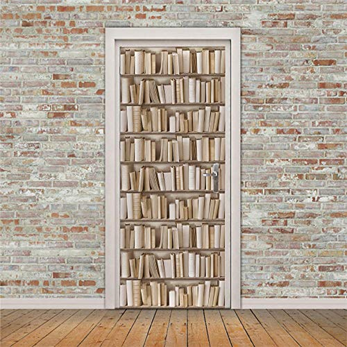 zzqxx Türtapete Selbstklebend Türposter Bücherregal 3D Fototapete Türfolie Poster Tapete DIY Inneneinrichtung für Wohnzimmer Küche Schlafzimmer 95X215Cm