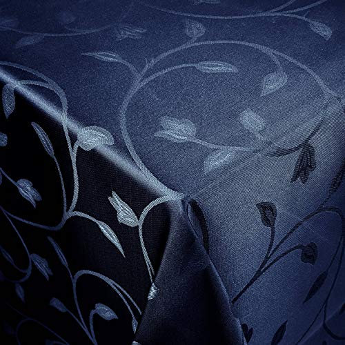 Barock Tulpe Tischdecke Tafeldecke Größe und Farbe wählbar Tulpe Dunkelblau Eckig 135 x 180 cm Damast