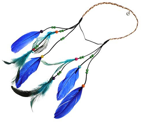 Feder Stirnband Indische Kopfbedeckung Geflochtener Haargummi Flechten Haar Zubehör Blaue Haargummis Haarschmuck Boho-haargummis Böhmen Indien Seil Aus Kunstleder Fräulein