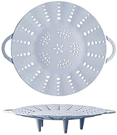 Cestas de silicona para vaporera para ollas, rejilla de vapor plegable, compatible con ollas de cocina de 6 cuartos y 8 cuartos de galón, rejilla para vaporera de cocina-Grey