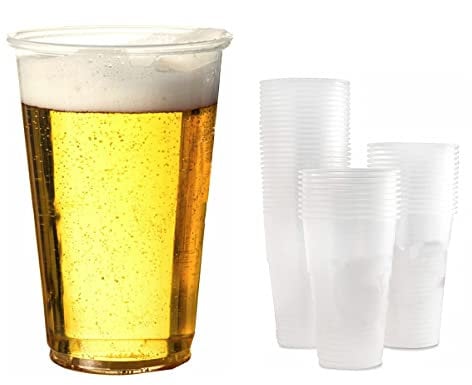 Earth and Wear Heavy Duty Plastic Half Pint Glass 300ml CE Marked Plastic Cups are Strong and Sturdy Great Disposable Glasses for Parties Pack of 50 Set of 50 Plastic Pint Glasses (50)