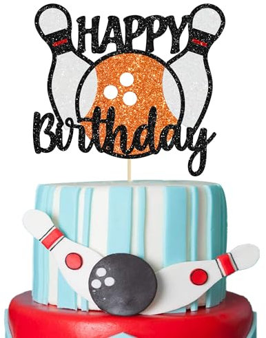 Gyufise 1Pc Bowling Birthday Cake Topper Bowling Ball Cake Topper Decoration for Bowling Birthday Party Party Retirement Party Company Events Supplies Baby Shower Graduation Cake Decorations