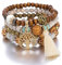 Yean Boho-Armbänder, Holzperlen, Quasten-Armband, Damen, Baum des Lebens, Statement-Armreifen, 4 Stück, 9.84 inch, Kristall Kristall Perlen